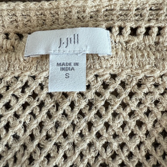 J Jill Crochet Sleeveless Top‎ Beige Knit PomPom Detail Size Small - Picture 2 of 8